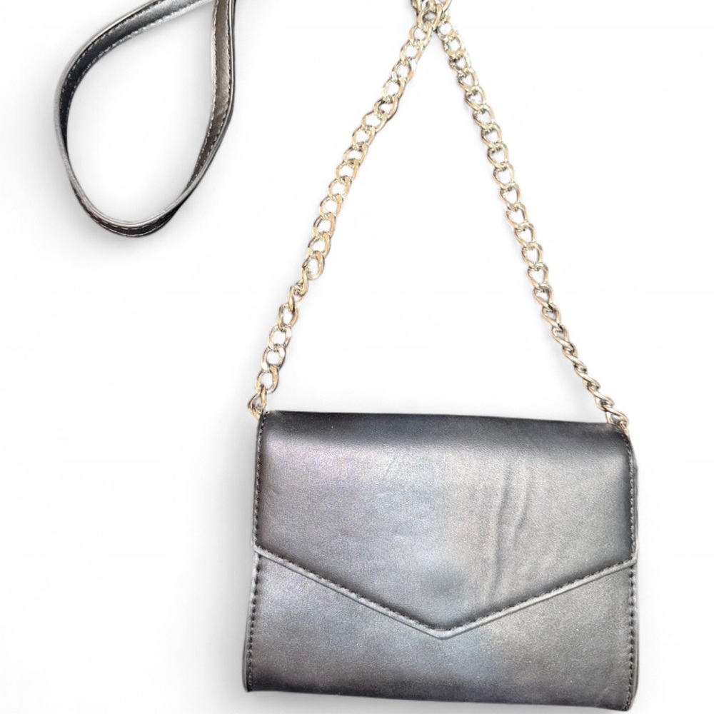 Black Silver Chain Strap Women's Crossbody Bag